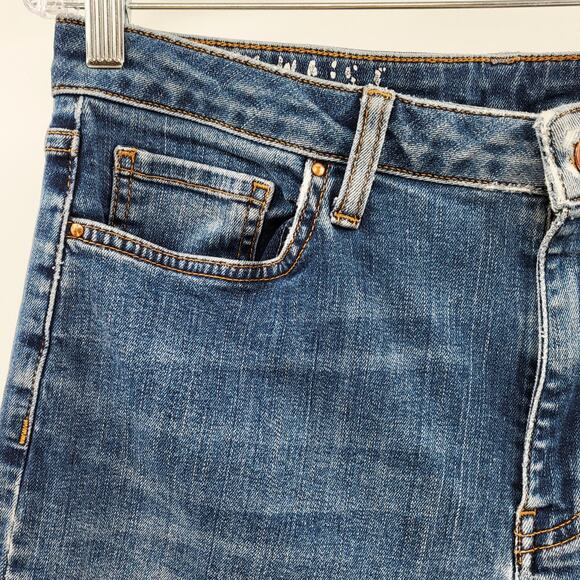 M&S Indigo Blue Jeans Medium Wash Skinny Ankle Mid-Rise Raw Hem Women's 42 (EU) - Picture 6 of 9